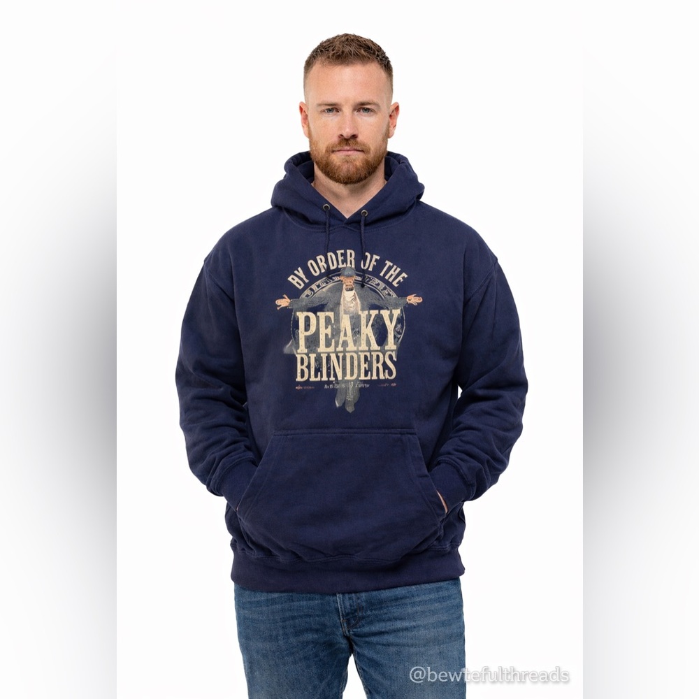 Garrison Tailors Peaky Blinders Navy Hoodie Men’s L Arthur Shelby Graphic